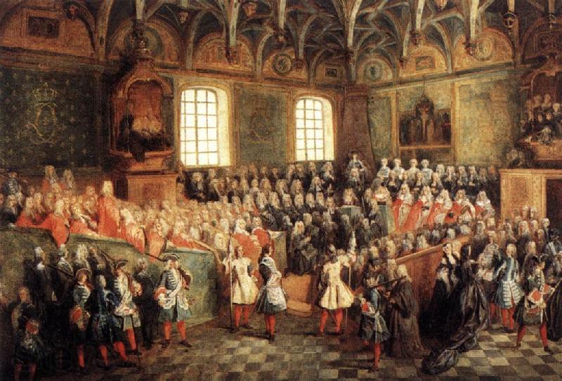 LANCRET, Nicolas The Seat of Justice in the Parliament of Paris in 1723 Norge oil painting art